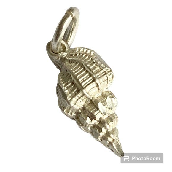Vintage Sterling Silver Conch Shell Charm Pendant 925 For Bracelet Necklace - Picture 1 of 9